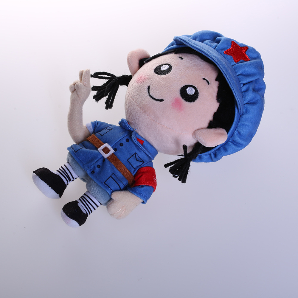 可爱小红军娃娃玩具小女孩公仔玩具小孩毛绒玩具个性影视造型玩具