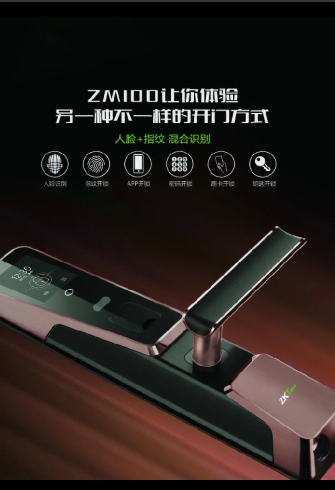 中控智慧面部识别密码刷卡指纹锁家居智能指纹锁