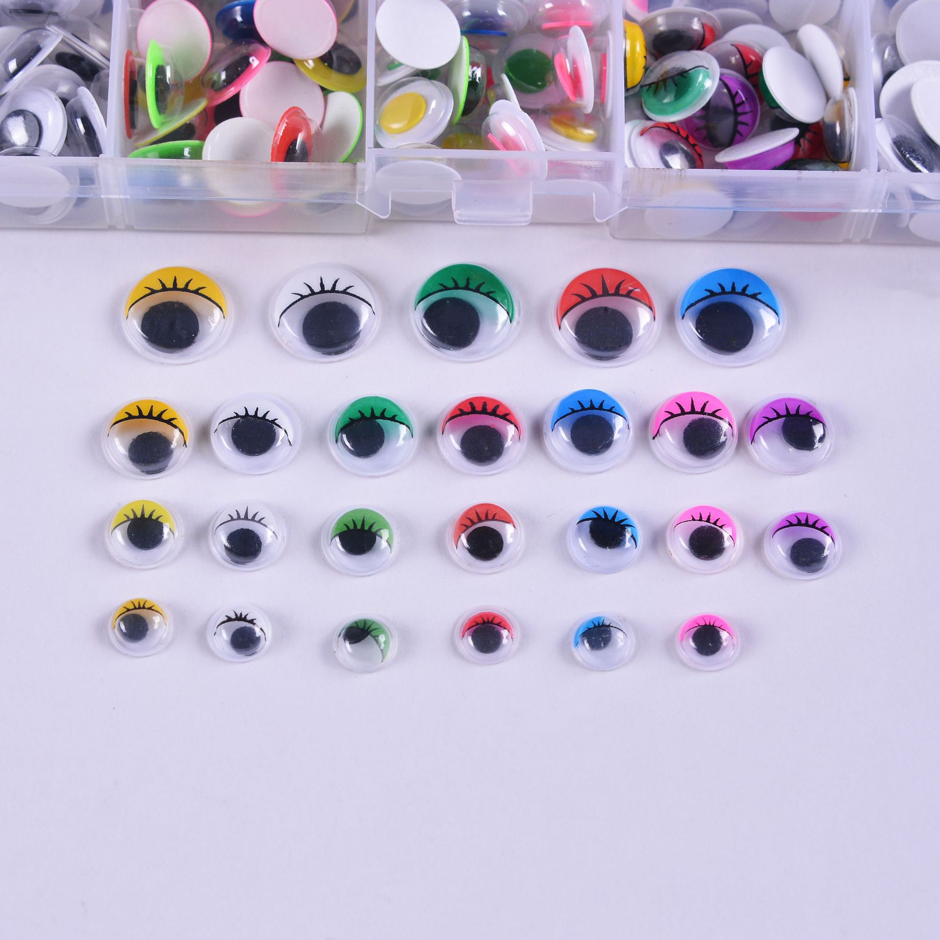 亚马逊跨境混装15格背胶活动眼 儿童手工diy材料毛绒玩具眼睛配件