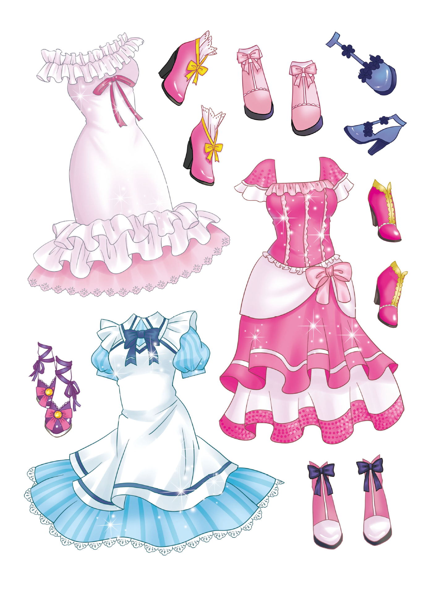 公主换装贴纸6种 30/120 甜心/糖果/钻石魔法/长发/天使/浪漫人鱼