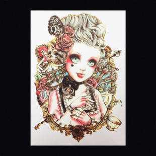 跨境花臂图案半臂水转印彩绘人物动漫彩色纹身贴环保防水厂家直销