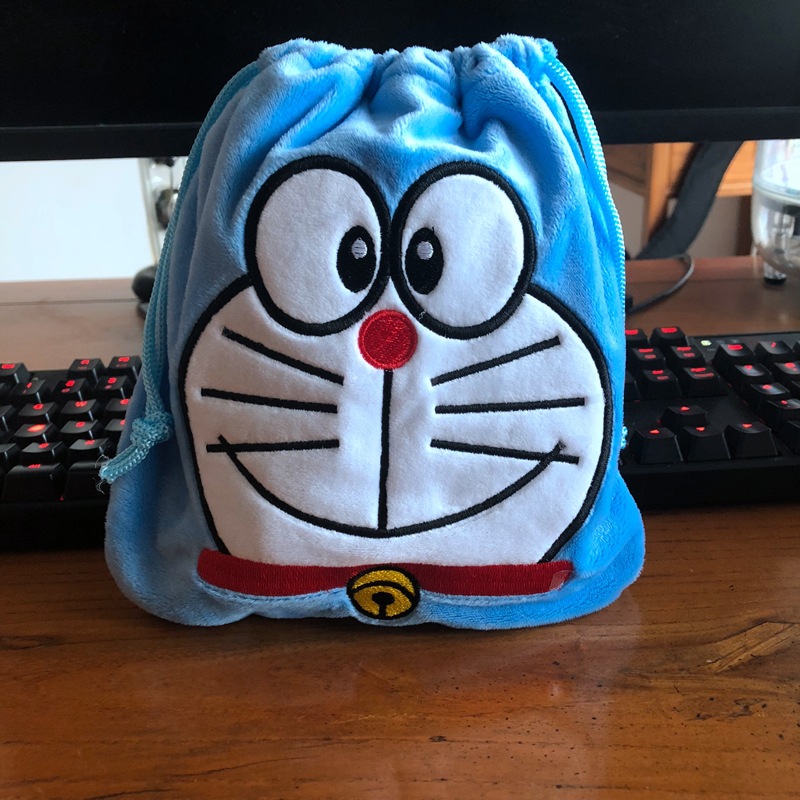 机器猫 多啦a梦小叮当卡通人物毛绒抽绳束口袋杂物袋文具袋笔袋