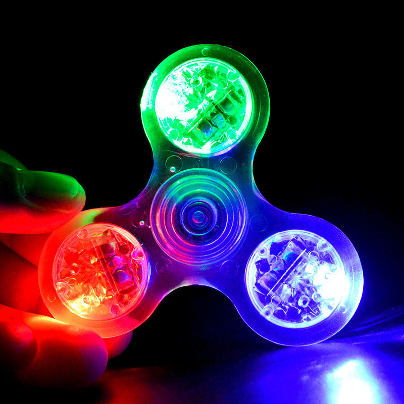 Fingertip Gyro Stall Square Children Adult Stress Relief Toys Luminous Band Light Night Fluorescent EDC Three-Leaf Rotating