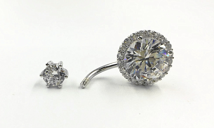 新款小肚脐钉时尚锆石肚脐环925纯银人体穿刺脐饰厂家直销批发