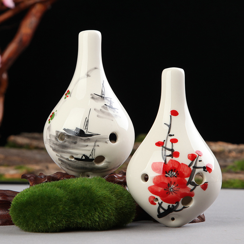 6孔中音c调专业演奏型手绘陶笛6ac陶笛 音色好 琴行学校教学专用