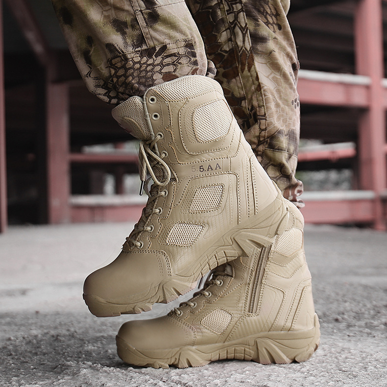 外贸高帮美军沙漠靴男超轻拉链三角洲军靴男特种兵军迷战术靴大码