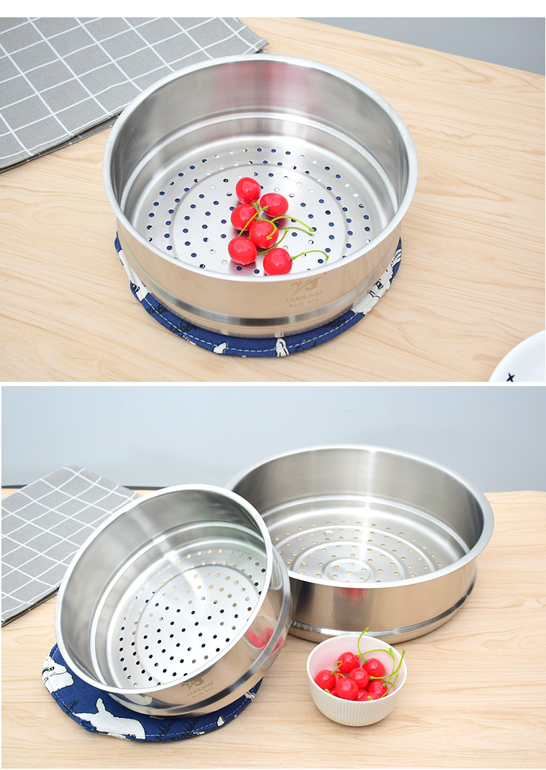 304不锈钢蒸笼双耳20cm小蒸格32cm家用加厚16cm批发定制厂家直销
