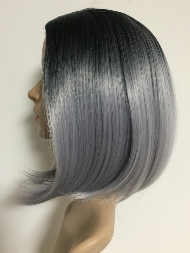 假发头套黑渐变银灰波波头短发假发现货批发 染色一件代发