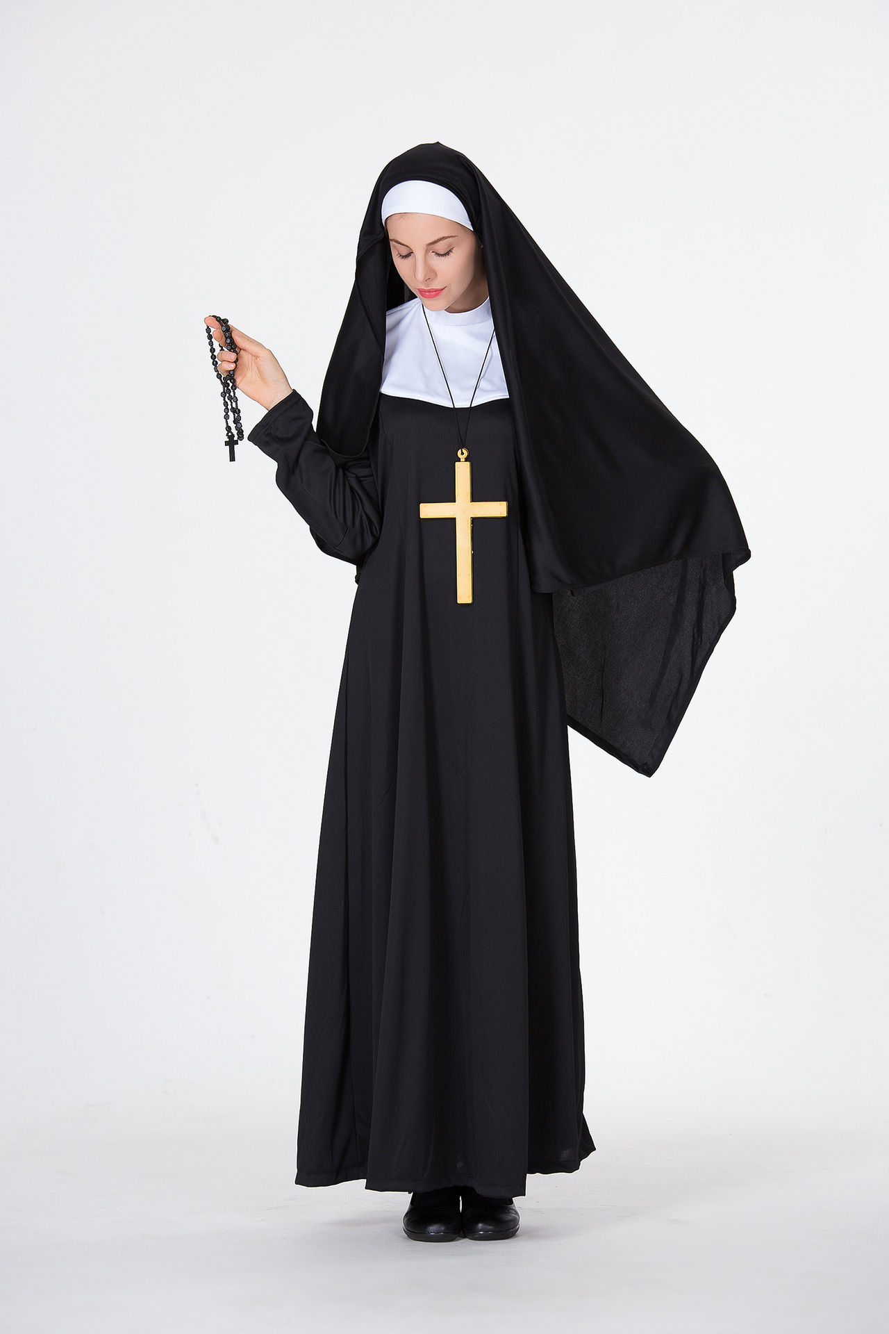 分码万圣节服装cos表演服圣母玛利亚神父修女服牧师服装舞会扮演