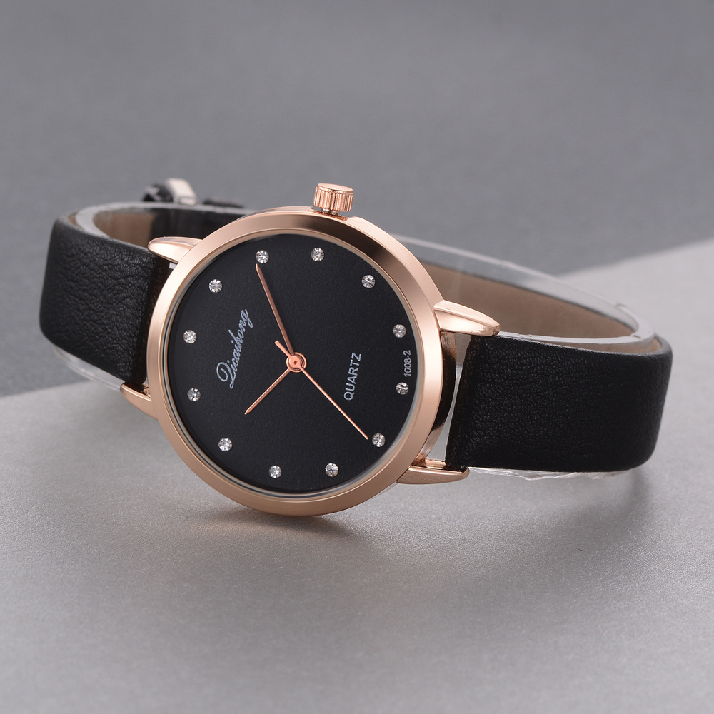 韩版带水钻高贵休闲女款时装表 时尚纯色学生手腕表 厂家直销
