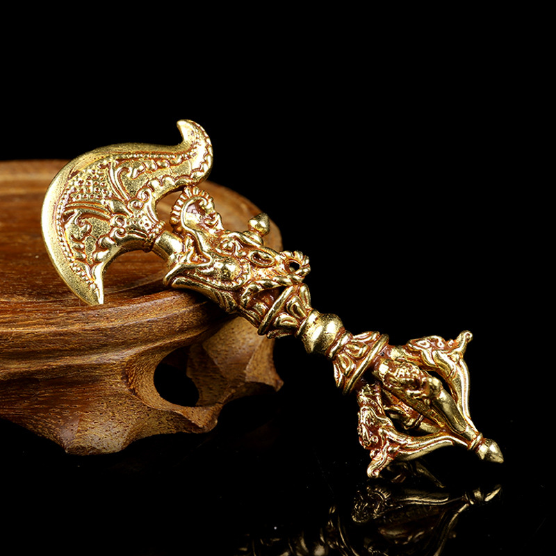 藏族配饰铜随身 金刚钺五股金刚杵 金刚橛挂件