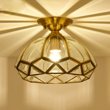 阳台灯美式全铜小吸顶灯现代简约个性创意过道灯玄关灯走廊灯入户