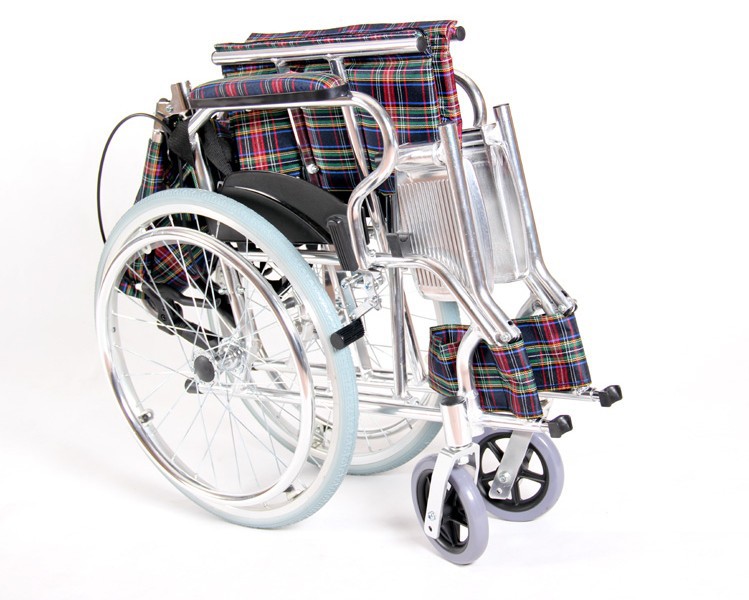 佛山达洋轮椅铝合金可折叠轻便旅游手推车20寸后轮红色布格子布色