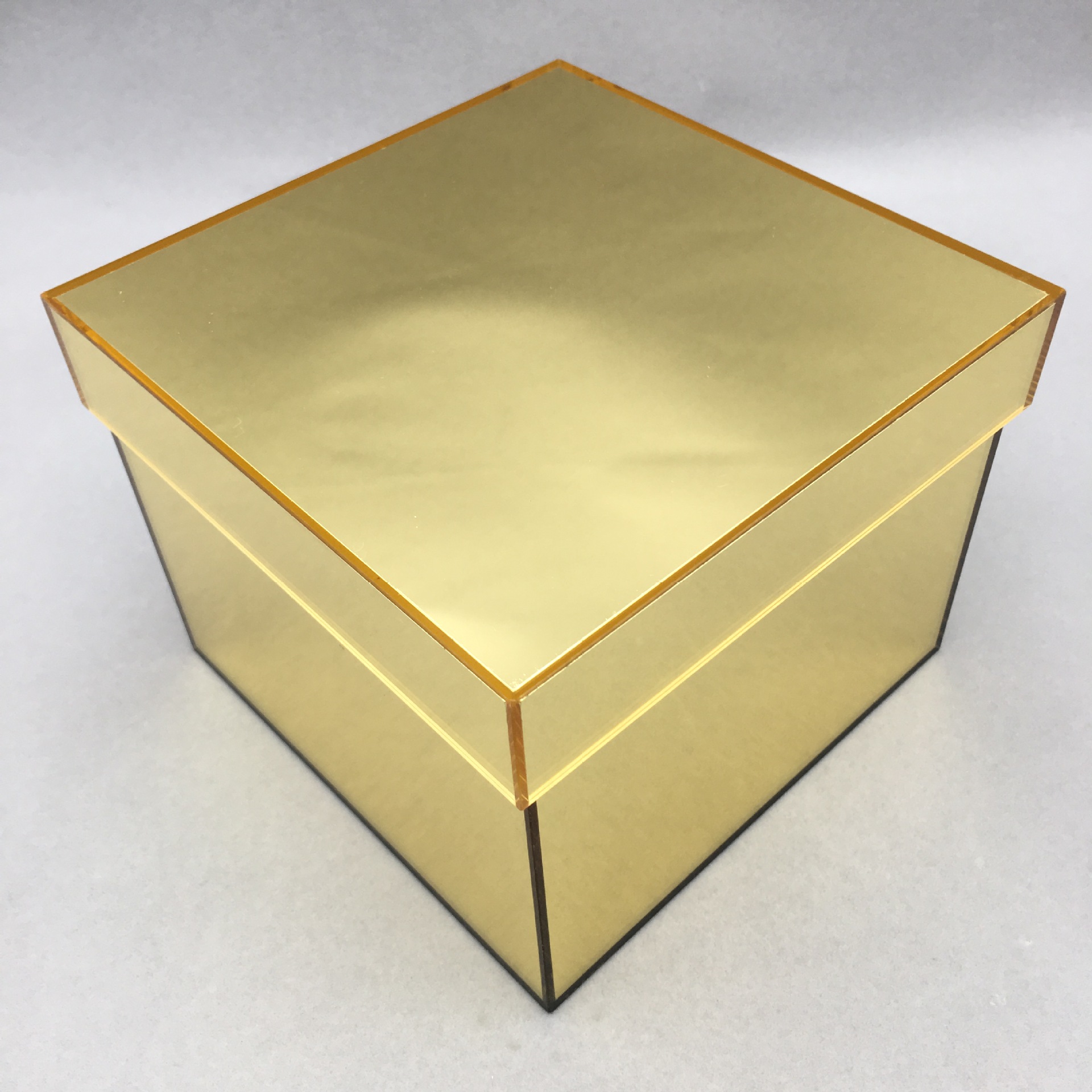 有机玻璃花盒子 永生花盒 高档亚克力花盒 亚克力方形金色花盒子