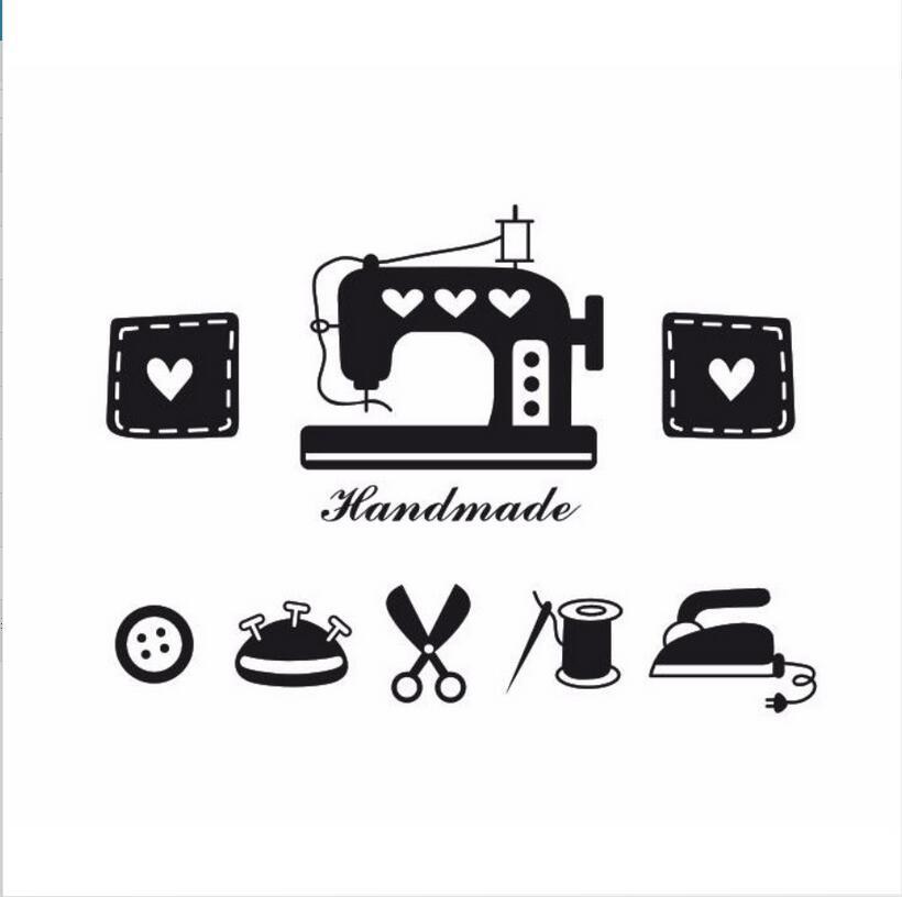 缝纫机一代精雕可移除个性墙贴客厅卧室沙发背景墙批发a1477