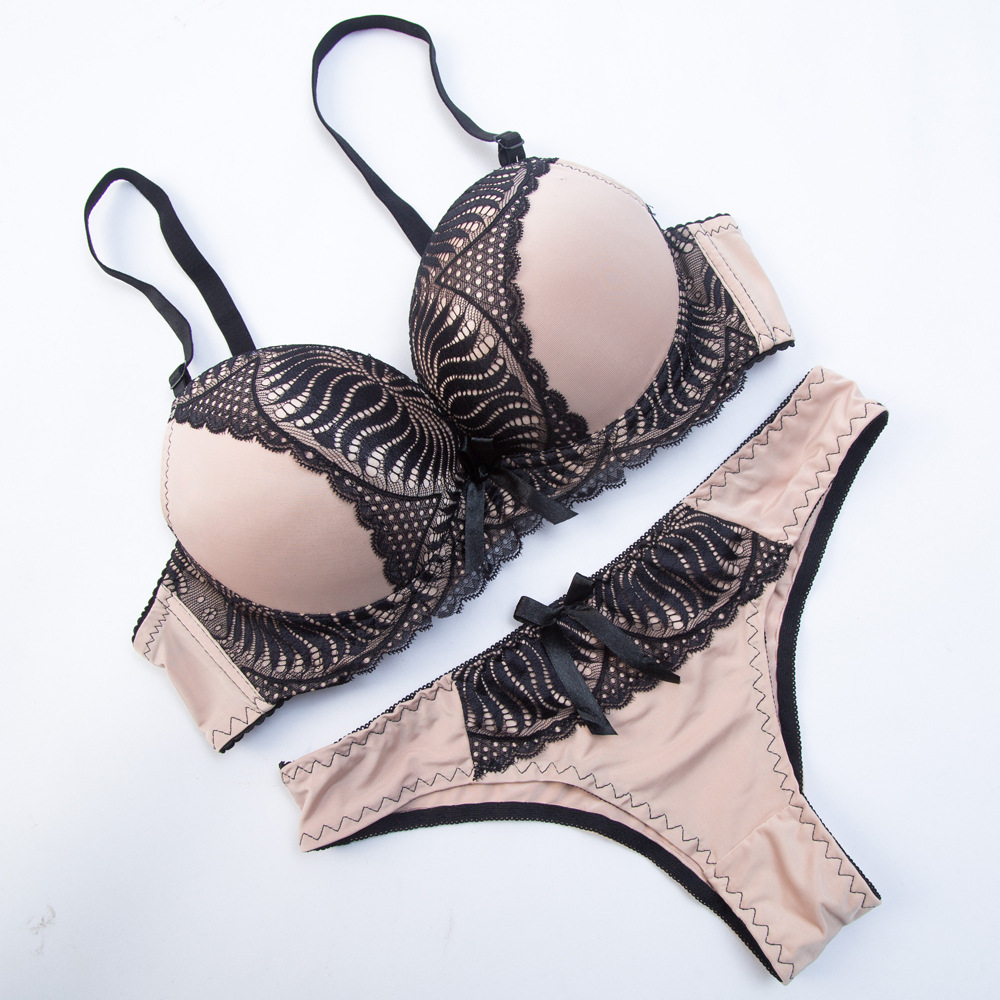 跨境货源 外贸文胸比基尼套装 欧美聚拢内衣蕾丝套装 wish 爆款