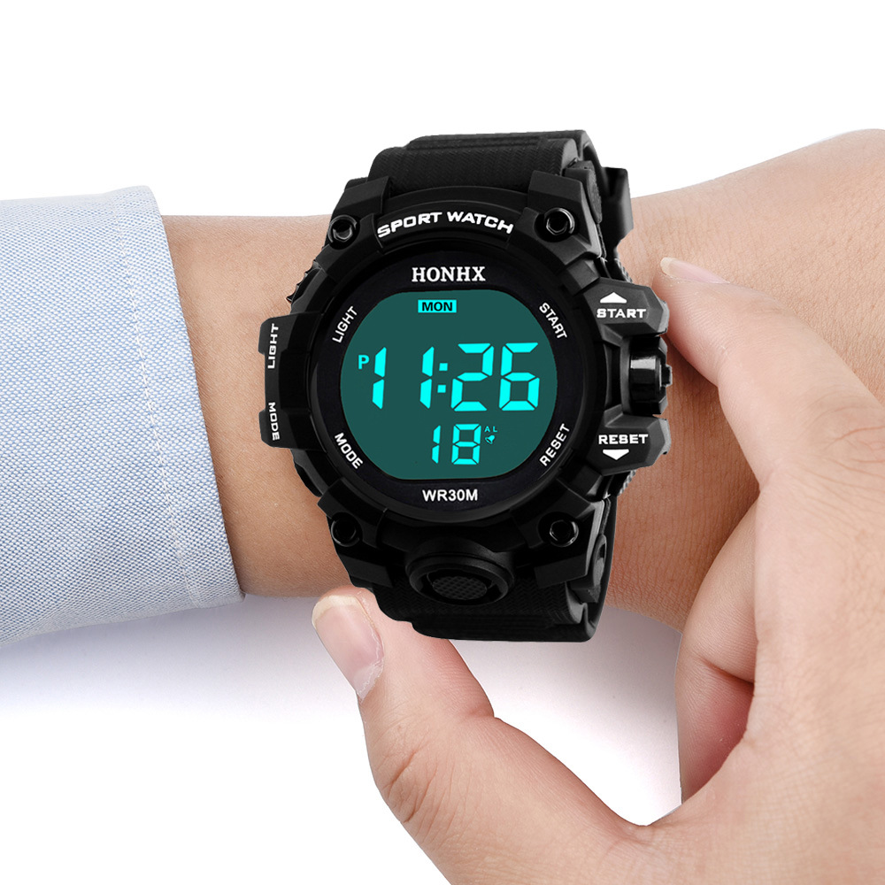 honhx 成人学生 男士电子手表 大屏幕 led 运动表 55-801