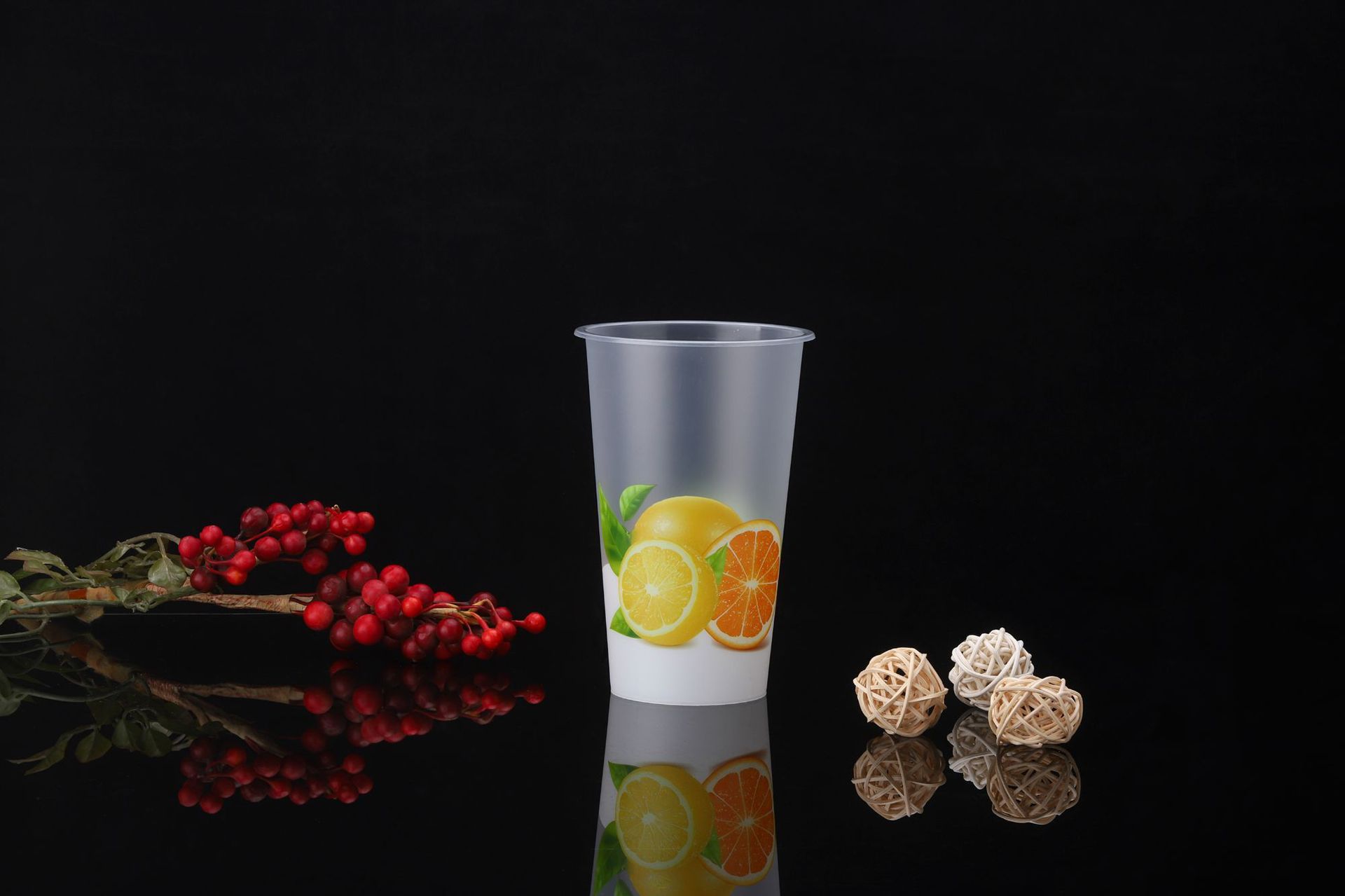 一次性奶茶膜内贴注塑杯加厚花果茶磨砂杯现货可定制logo