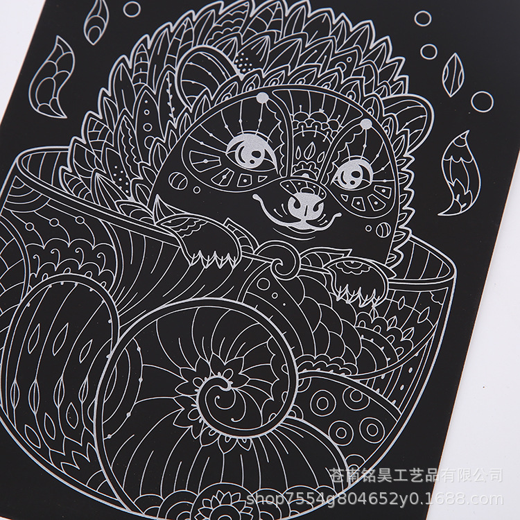 可定制diy黑白学生刮刮画 炫彩涂鸦本儿童绘画 创意彩色刮画纸