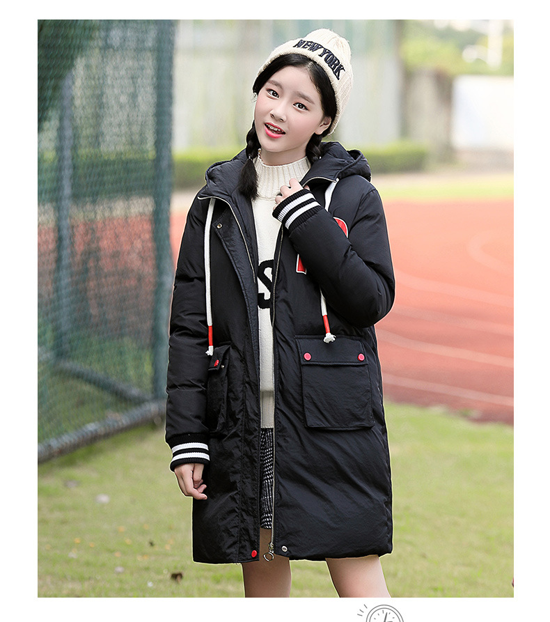 中学生冬季棉服女中长款加厚2018新款韩版少女冬装外套初中生棉衣