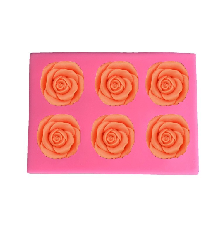 大号6联玫瑰花液态硅胶模具 蛋糕模具 压花模具 手工皂模