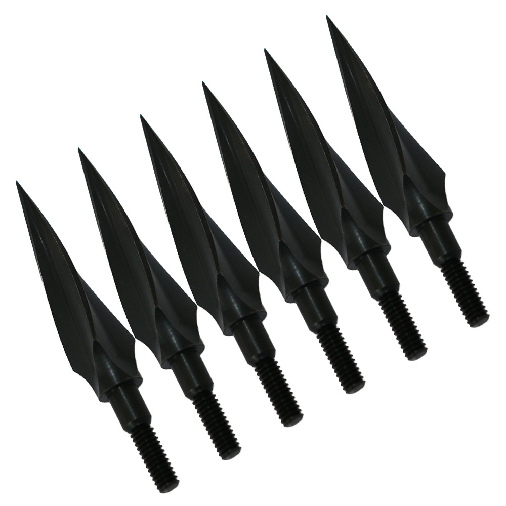 跨境 螺旋柳叶箭头 不开刃仿古碳钢箭头 铝座碳箭铝箭玻纤箭适用