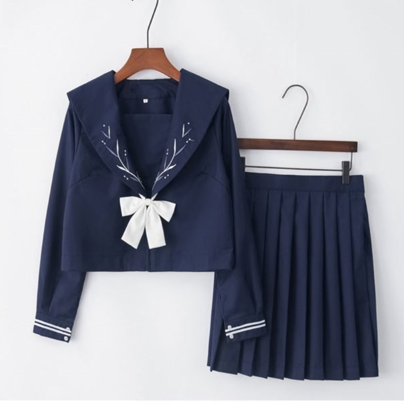 新款银穗正统软妹jk制服裙日系变形襟中间服长袖水手服班校服套装