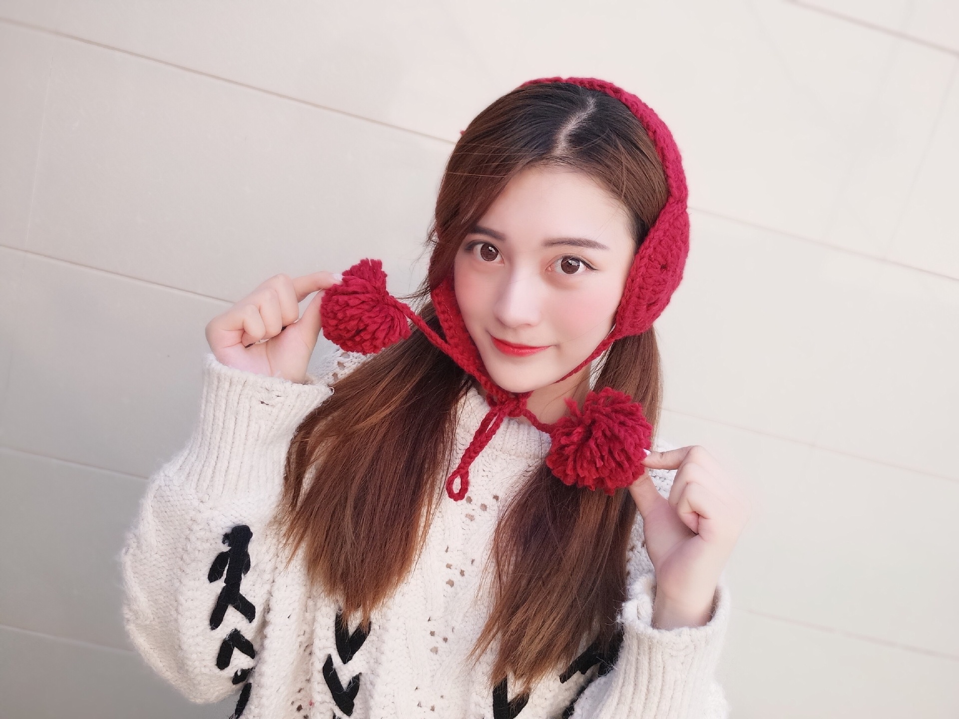 自制冬季纯色复古针织毛球保暖耳罩女韩国2018可爱系带学生耳罩潮