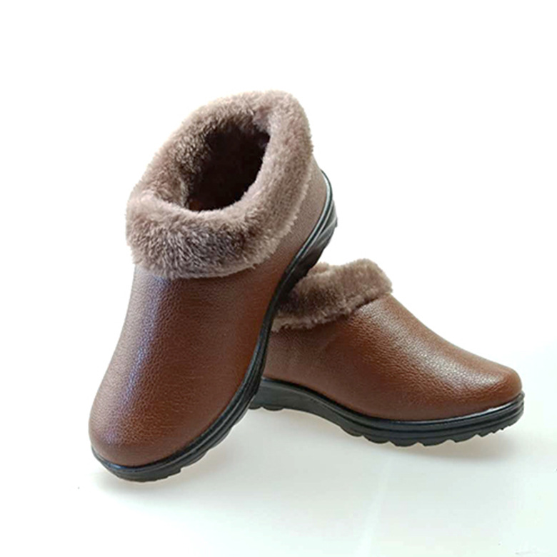 Creative Style Mother's Cotton Shoes Women's Winter Warm Fleece-Lined Cotton Padded Fluffy Shoes Pu Thermal Elderly Cotton-Padded Shoes