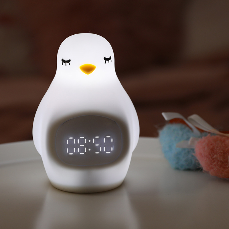 企鹅定时器 创意闹钟 伴睡贪睡小夜灯 萌豆闹钟 儿童床头灯