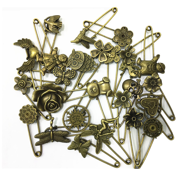 Diy Material Alloy Decoration Accessories Wholesale Zakka Bronze Vintage Brooch New Creative Pin