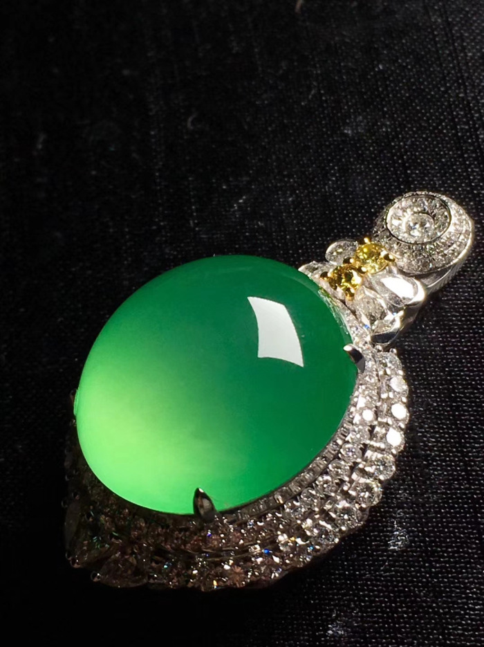 稀有玻璃种色蛋面 饱满 色匀 品相佳.水润细腻2018.1.13