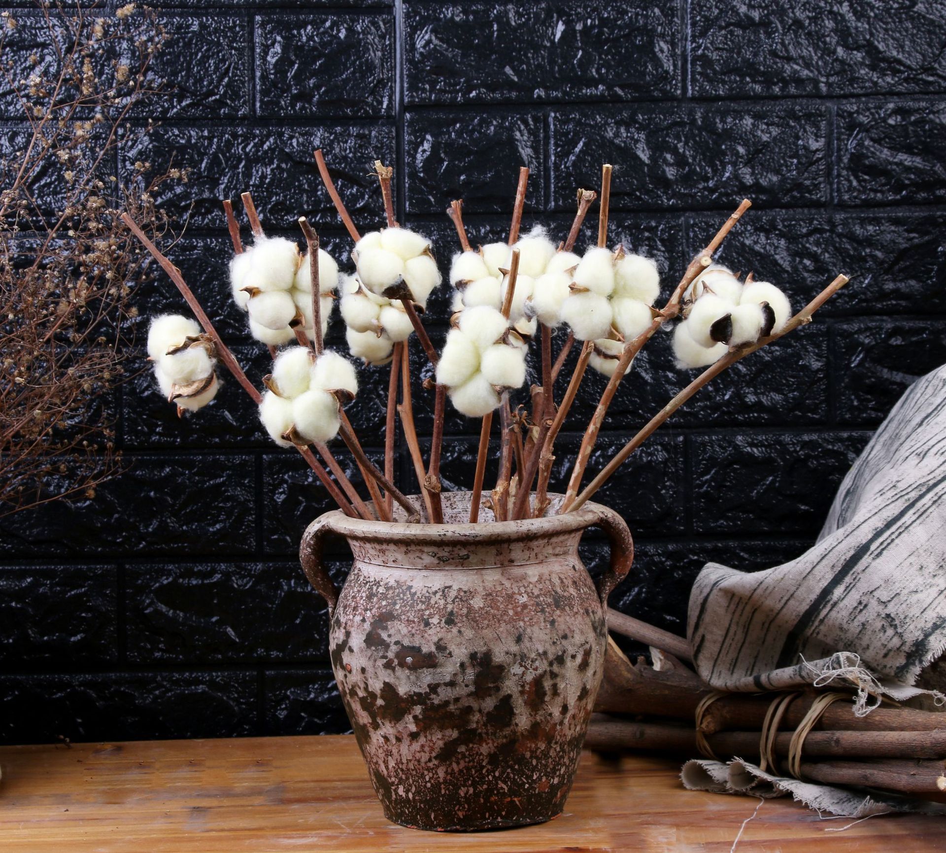 厂家直销仿真棉花客厅装饰插花拍摄道具纯手工棉花真杆棉花永生花