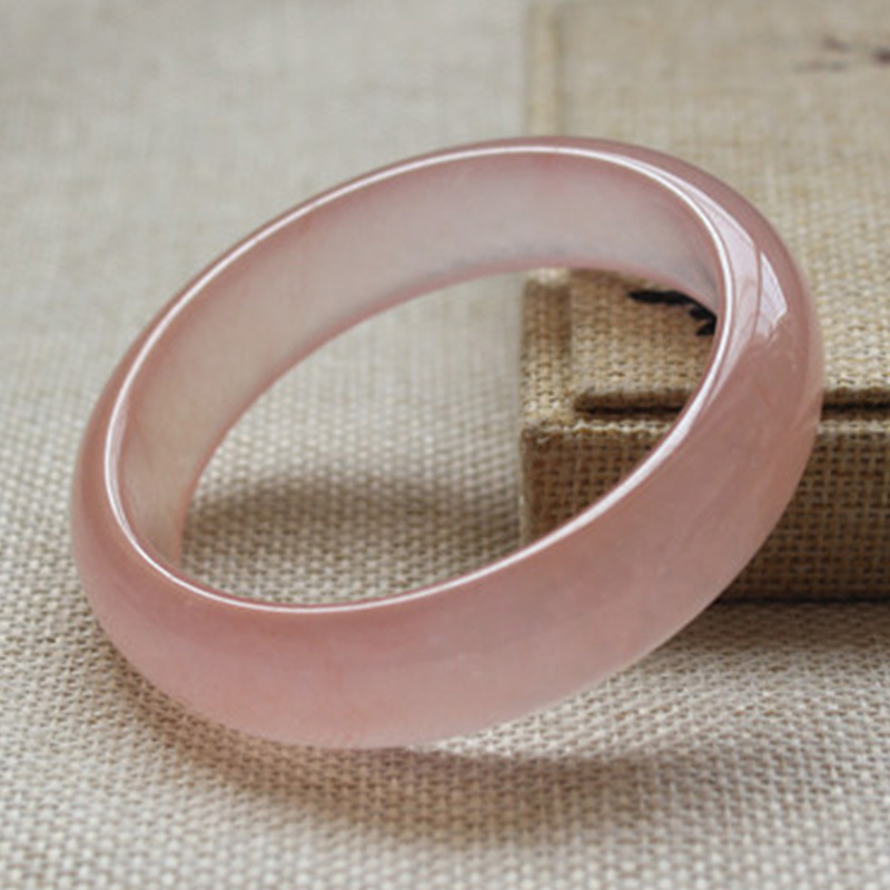 厂家直销 天然a货冰种金丝玉镯浅粉色玉石a货手镯冰透戈壁玉镯子