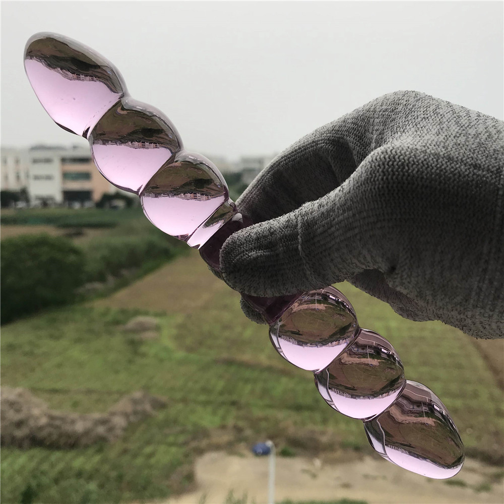 zcz六珠双头水晶玻璃阳具男女成人用品冰火棒自慰器具后庭肛门塞