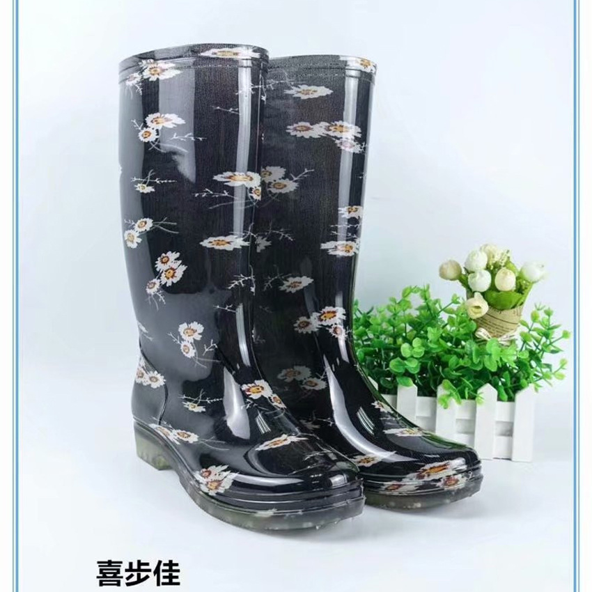 喜步佳085水晶女高筒雨鞋防滑工作水靴劳保雨靴耐用塑料水鞋批发