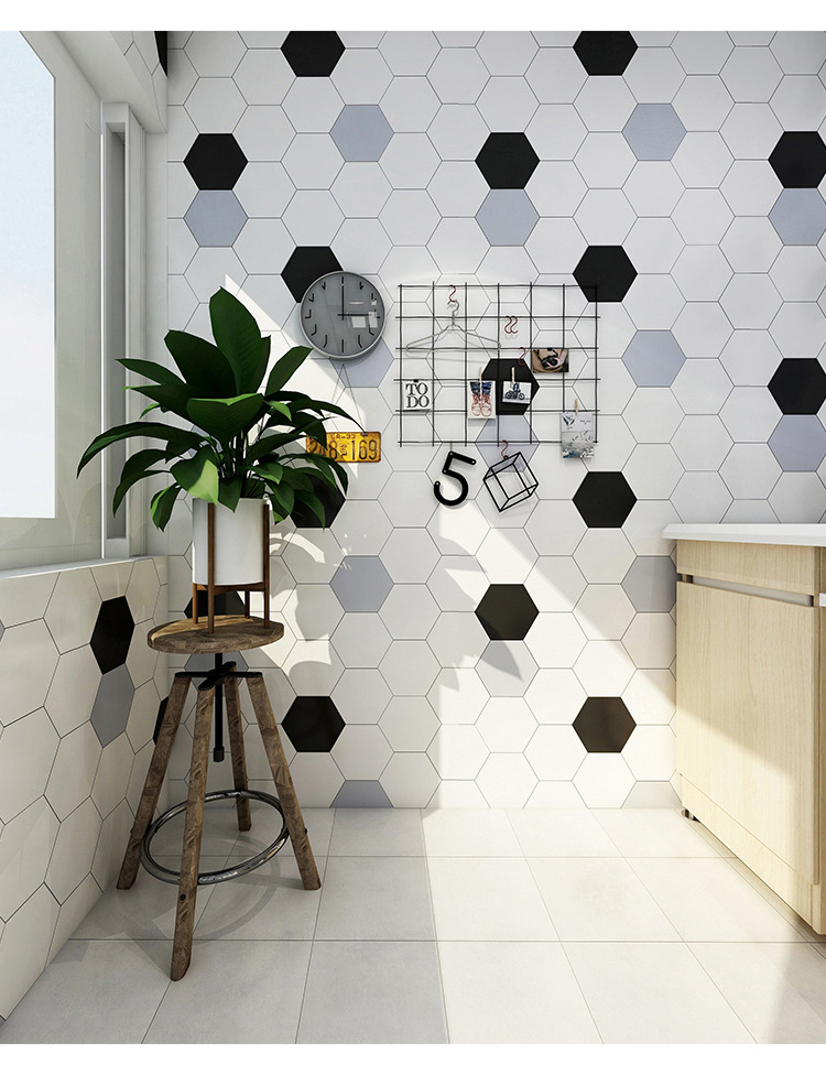 彩色六角砖红黄粉纯色六边形地砖厨房卫生间地砖