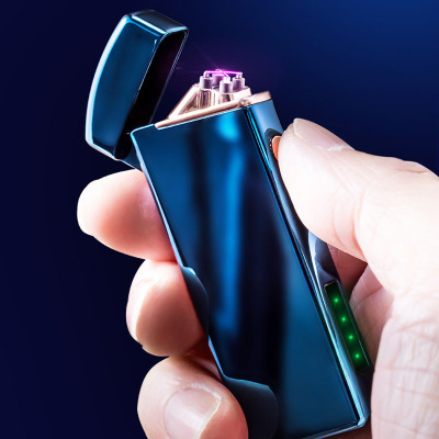 双电弧充电打火机智能数显电量usb电子点烟器个性广告礼品定制