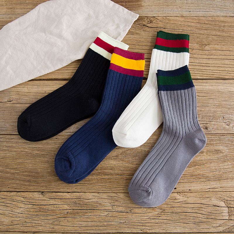 堆堆女袜秋冬款二条杠袜子学生袜学院风 两道杠棉袜批发 sz60