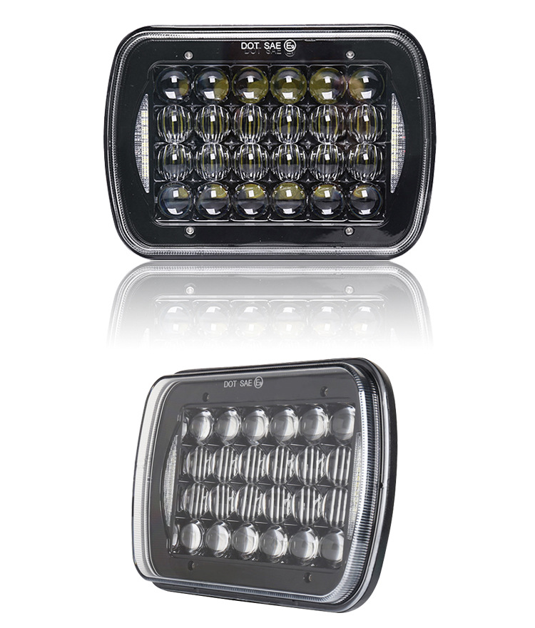 7寸方车灯切诺基 卡车 越野车大灯新款透镜5x7方灯 85w方形前大灯