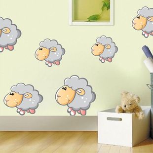 可爱卡通动物绵羊墙贴幼儿园儿童卧室家居装饰艺术壁纸 cs5184