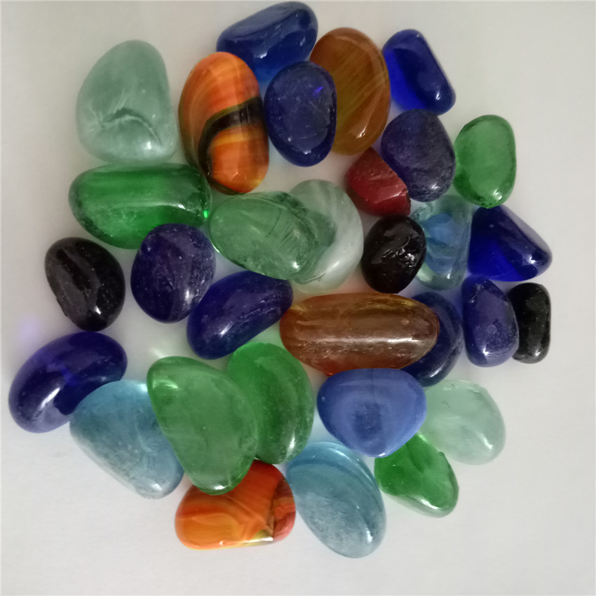 玻璃雨花石 多彩琉璃石 钻蓝玻璃贝壳海螺 海底装饰 彩色玻璃雨花