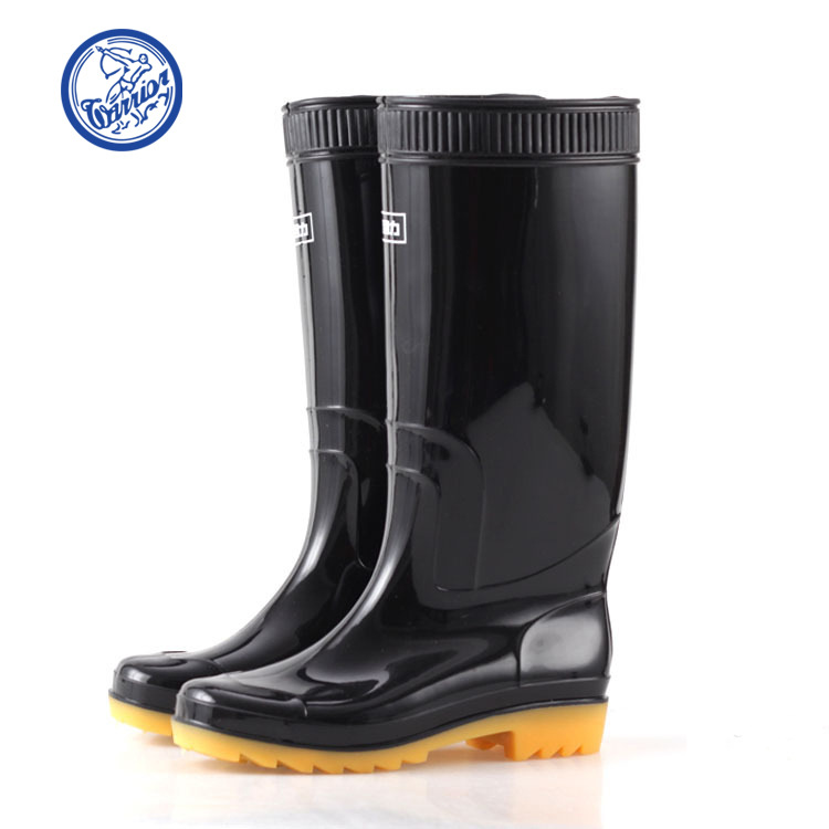 Warrior Labor Protection Rain Boots Men's High-Top Warm Rain Shoes Waterproof Non-Slip Construction Site Shoe Cover Kitchen Shoes Plastic Men's Rain Boots