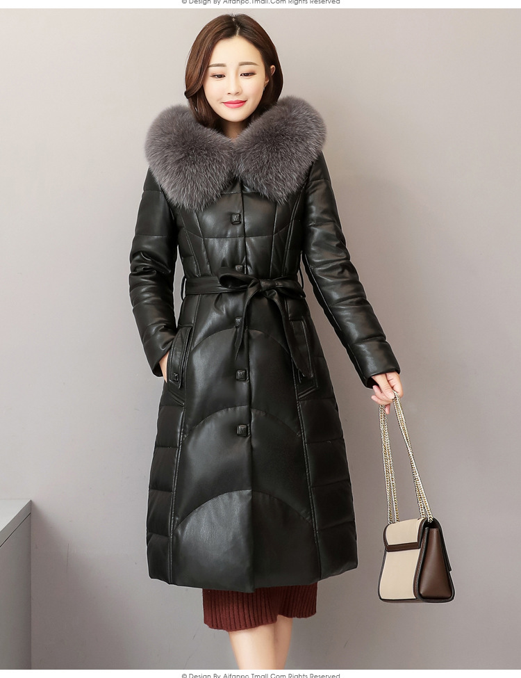 2020冬季新款韩版冬装真皮羽绒服女中长款大码绵羊皮羽绒衣外套爆