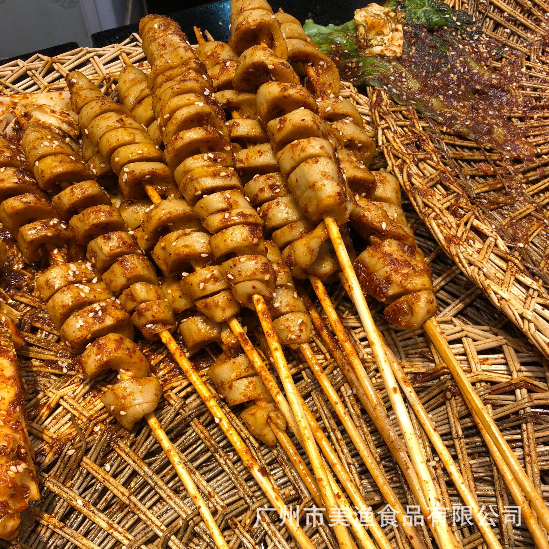 原味面筋串 烧烤串油炸豆制品铁板烤面筋小吃55g/条 10包*20串/件