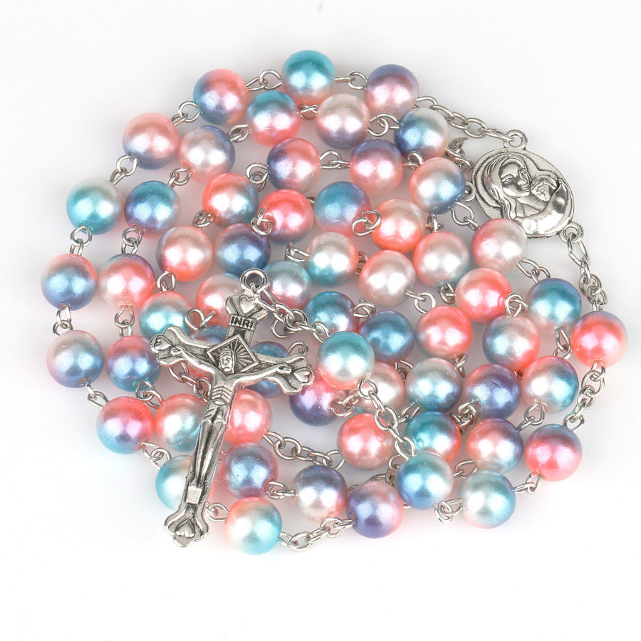 Cross-Border Creative New Holy Land Crucifix Cross Beaded Necklace Holy Rosary Necklace