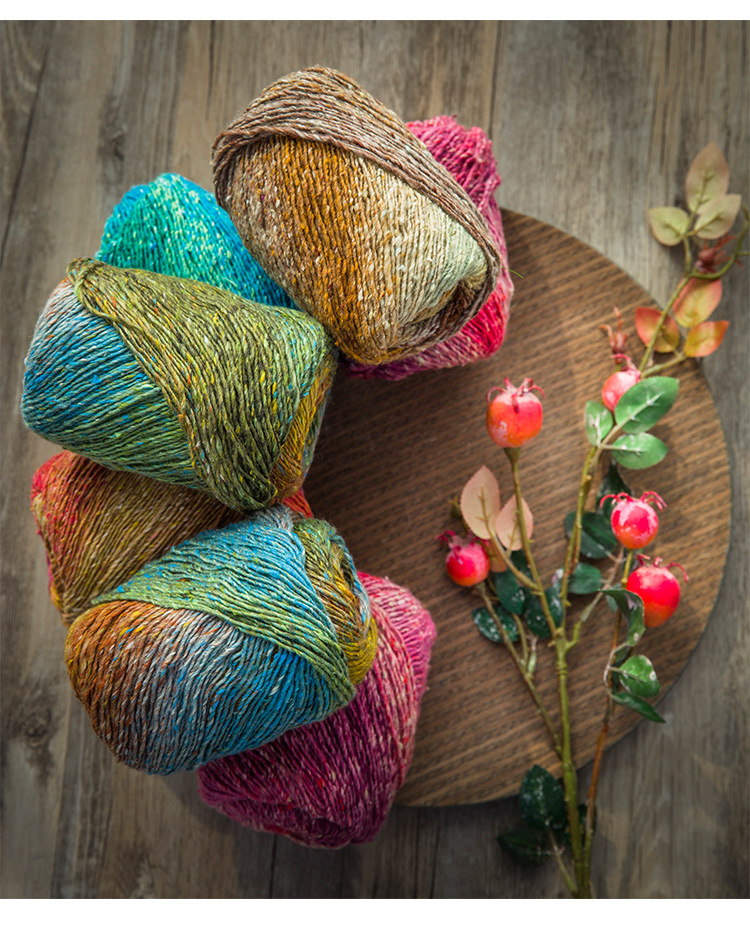 嘉特汇 艺术家彩色段染毛线中粗手工钩编织围巾帽子披肩线