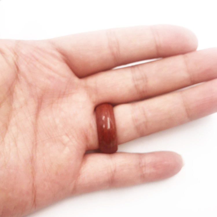 天然正宗品圣仁泗水滨砭石戒指 富贵红玄黄戒指 天然泗滨玄黄戒指