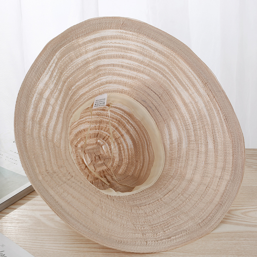 女士布帽 夏季新款遮阳帽纯色花朵可折叠防晒大沿帽子户外沙滩帽