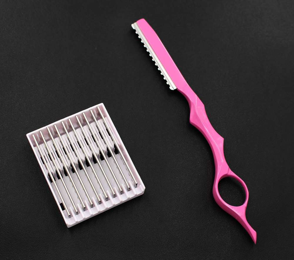 彩色 烤漆 美发打薄刀 专业削发刀套装 刮刀 7色可选 刀片一盒